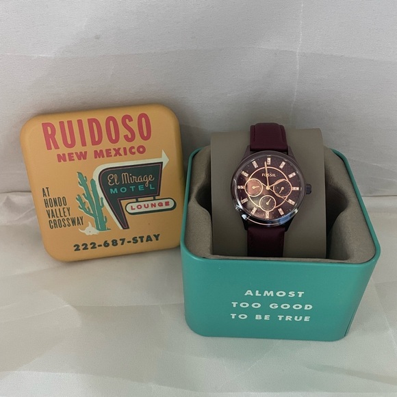 FOSSIL -Modern Sophisticate Multifunction Wine Leather Watch - Picture 2 of 3